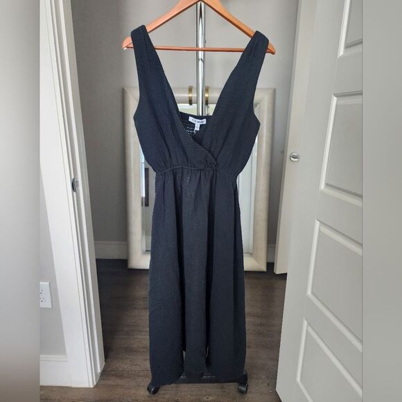 NWT Steve Madden Cotton Midi Dress Sleeveless V Neck Black Size S - Picture 4 of 7